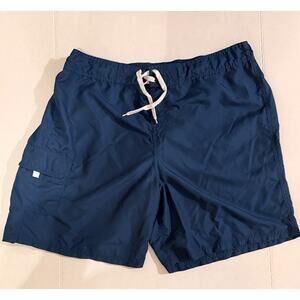 Kanu Surf Mens Swim Trunks 3X Navy Blue Board Shorts Cargo Pocket Elastic Waist